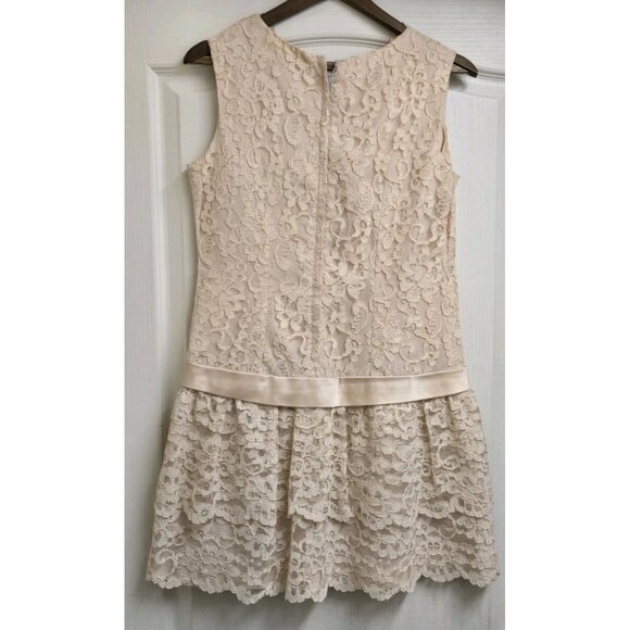 Womens Neusteters 50's Cocktail French Lace Beige Party Prom Formal Dress 14 M - Picture 13 of 16